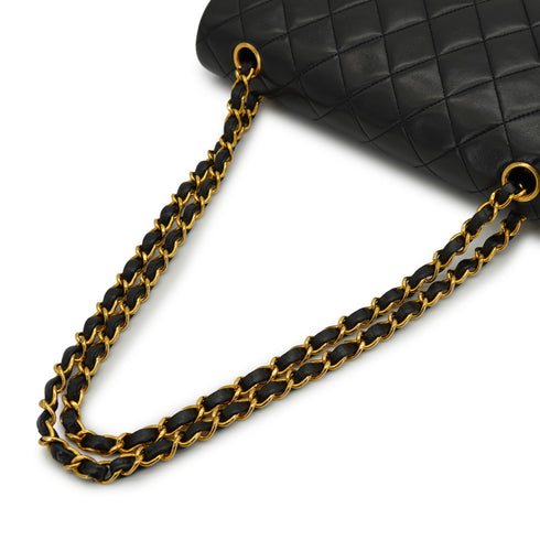 VINTAGE CHANEL CLASSIC FLAP MEDIUM CHAIN SHOULDER BAG BLACK LAMB SKIN GOLD HARDWARE 90333714