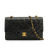 VINTAGE CHANEL CLASSIC FLAP MEDIUM CHAIN SHOULDER BAG BLACK LAMB SKIN GOLD HARDWARE 90334157