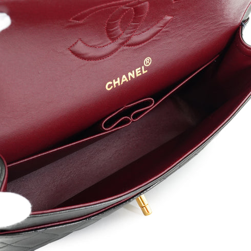 VINTAGE CHANEL CLASSIC FLAP MEDIUM CHAIN SHOULDER BAG BLACK LAMB SKIN GOLD HARDWARE 90334157