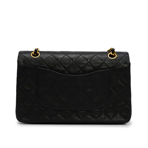 VINTAGE CHANEL CLASSIC FLAP MEDIUM CHAIN SHOULDER BAG BLACK LAMB SKIN GOLD HARDWARE 90334869