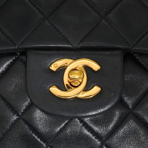 VINTAGE CHANEL CLASSIC FLAP MEDIUM CHAIN SHOULDER BAG BLACK LAMB SKIN GOLD HARDWARE 90334869