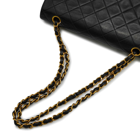 VINTAGE CHANEL CLASSIC FLAP MEDIUM CHAIN SHOULDER BAG BLACK LAMB SKIN GOLD HARDWARE 90334869