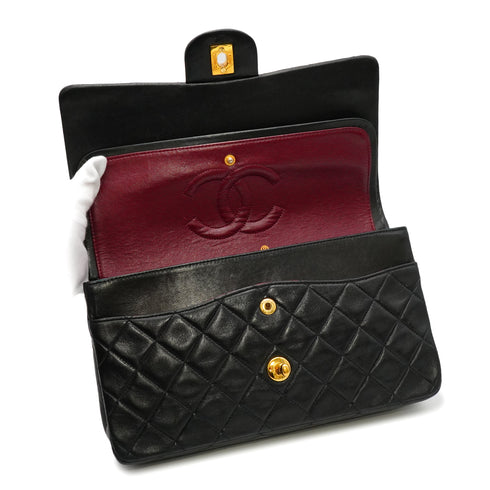 VINTAGE CHANEL CLASSIC FLAP MEDIUM CHAIN SHOULDER BAG BLACK LAMB SKIN GOLD HARDWARE 90334869