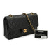 VINTAGE CHANEL CLASSIC FLAP MEDIUM CHAIN SHOULDER BAG BLACK LAMB SKIN GOLD HARDWARE 90335482