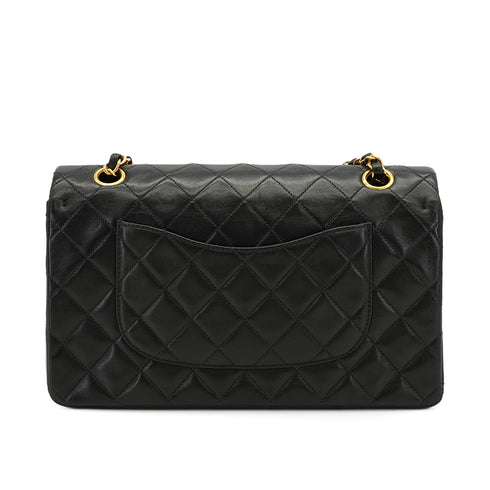 VINTAGE CHANEL CLASSIC FLAP MEDIUM CHAIN SHOULDER BAG BLACK LAMB SKIN GOLD HARDWARE 90335482