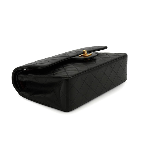 VINTAGE CHANEL CLASSIC FLAP MEDIUM CHAIN SHOULDER BAG BLACK LAMB SKIN GOLD HARDWARE 90335482