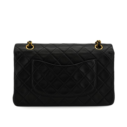 VINTAGE CHANEL CLASSIC FLAP MEDIUM CHAIN SHOULDER BAG BLACK LAMB SKIN GOLD HARDWARE 90335753