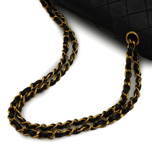 VINTAGE CHANEL CLASSIC FLAP MEDIUM CHAIN SHOULDER BAG BLACK LAMB SKIN GOLD HARDWARE 90335753