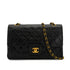 VINTAGE CHANEL CLASSIC FLAP MEDIUM CHAIN SHOULDER BAG BLACK LAMB SKIN GOLD HARDWARE 90335790