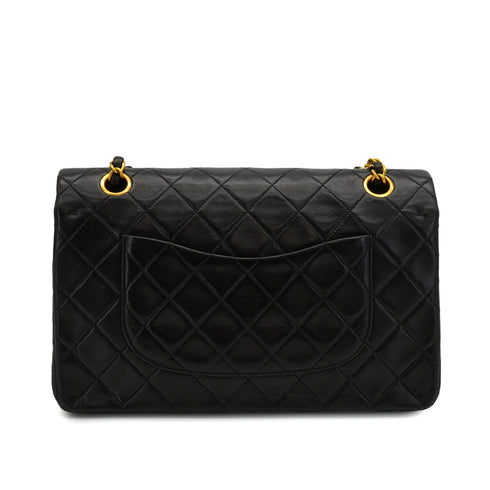 VINTAGE CHANEL CLASSIC FLAP MEDIUM CHAIN SHOULDER BAG BLACK LAMB SKIN GOLD HARDWARE 90335790