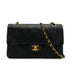 VINTAGE CHANEL CLASSIC FLAP MEDIUM CHAIN SHOULDER BAG BLACK LAMB SKIN GOLD HARDWARE 90339978