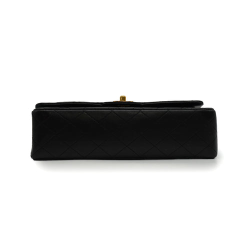 VINTAGE CHANEL CLASSIC FLAP MEDIUM CHAIN SHOULDER BAG BLACK LAMB SKIN GOLD HARDWARE 90340139