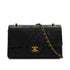 VINTAGE CHANEL CLASSIC FLAP MEDIUM CHAIN SHOULDER BAG BLACK LAMB SKIN GOLD HARDWARE 90340385