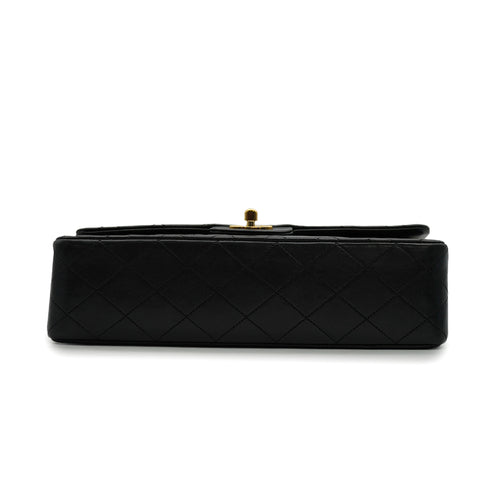VINTAGE CHANEL CLASSIC FLAP MEDIUM CHAIN SHOULDER BAG BLACK LAMB SKIN GOLD HARDWARE 90340385