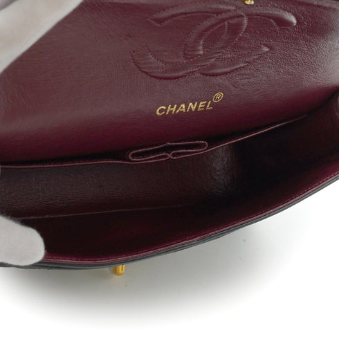 VINTAGE CHANEL CLASSIC FLAP MEDIUM CHAIN SHOULDER BAG BLACK LAMB SKIN GOLD HARDWARE 90340385