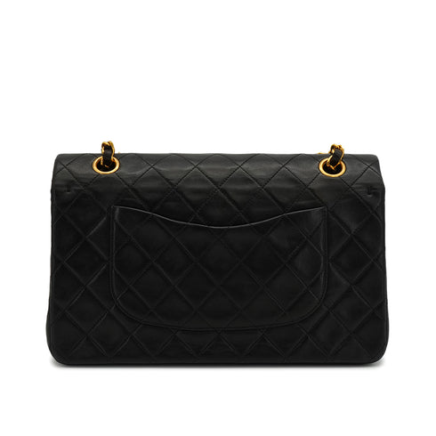 VINTAGE CHANEL CLASSIC FLAP MEDIUM CHAIN SHOULDER BAG BLACK LAMB SKIN GOLD HARDWARE 90340503