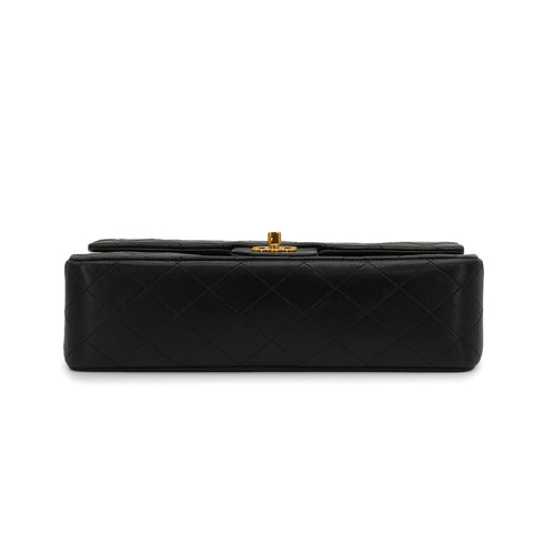 VINTAGE CHANEL CLASSIC FLAP MEDIUM CHAIN SHOULDER BAG BLACK LAMB SKIN GOLD HARDWARE 90340503