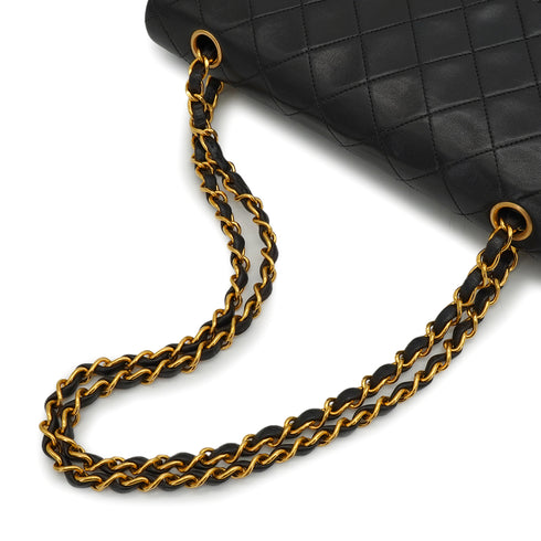 VINTAGE CHANEL CLASSIC FLAP MEDIUM CHAIN SHOULDER BAG BLACK LAMB SKIN GOLD HARDWARE 90340503