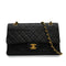 VINTAGE CHANEL CLASSIC FLAP MEDIUM CHAIN SHOULDER BAG BLACK LAMB SKIN GOLD HARDWARE 90340508