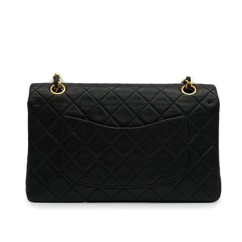 VINTAGE CHANEL CLASSIC FLAP MEDIUM CHAIN SHOULDER BAG BLACK LAMB SKIN GOLD HARDWARE 90340508