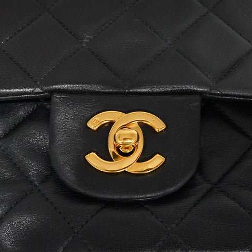 VINTAGE CHANEL CLASSIC FLAP MEDIUM CHAIN SHOULDER BAG BLACK LAMB SKIN GOLD HARDWARE 90340508