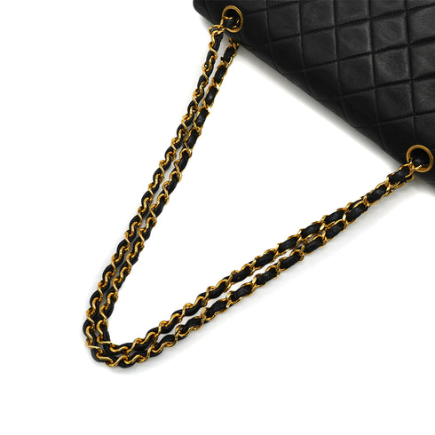 VINTAGE CHANEL CLASSIC FLAP MEDIUM CHAIN SHOULDER BAG BLACK LAMB SKIN GOLD HARDWARE 90340508