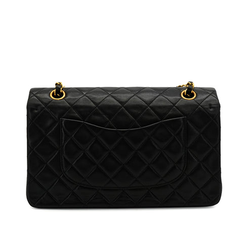 VINTAGE CHANEL CLASSIC FLAP MEDIUM CHAIN SHOULDER BAG BLACK LAMB SKIN GOLD HARDWARE 90341444