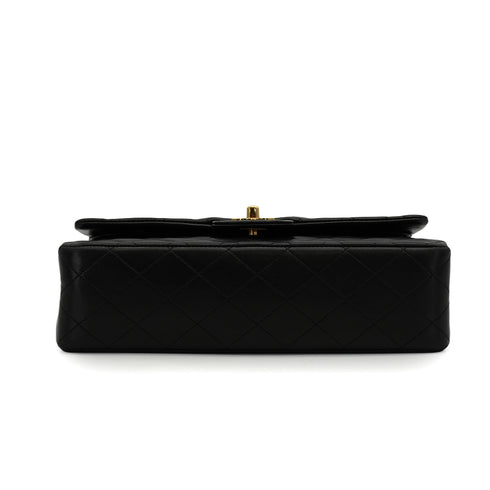 VINTAGE CHANEL CLASSIC FLAP MEDIUM CHAIN SHOULDER BAG BLACK LAMB SKIN GOLD HARDWARE 90341444