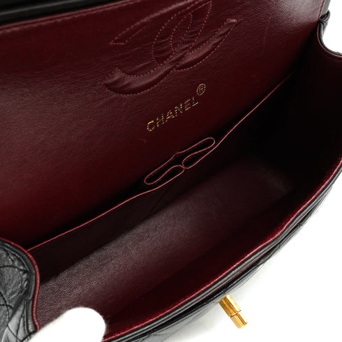 VINTAGE CHANEL CLASSIC FLAP MEDIUM CHAIN SHOULDER BAG BLACK LAMB SKIN GOLD HARDWARE 90341444