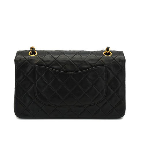 VINTAGE CHANEL CLASSIC FLAP MEDIUM CHAIN SHOULDER BAG BLACK LAMB SKIN GOLD HARDWARE 90341447