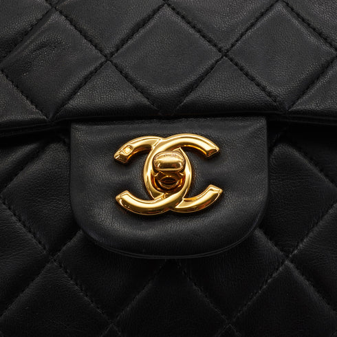 VINTAGE CHANEL CLASSIC FLAP MEDIUM CHAIN SHOULDER BAG BLACK LAMB SKIN GOLD HARDWARE 90341447