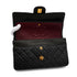 VINTAGE CHANEL CLASSIC FLAP MEDIUM CHAIN SHOULDER BAG BLACK LAMB SKIN GOLD HARDWARE 90341447