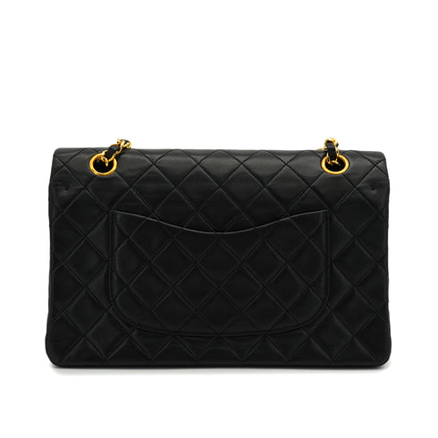 VINTAGE CHANEL CLASSIC FLAP MEDIUM CHAIN SHOULDER BAG BLACK LAMB SKIN GOLD HARDWARE 90341453