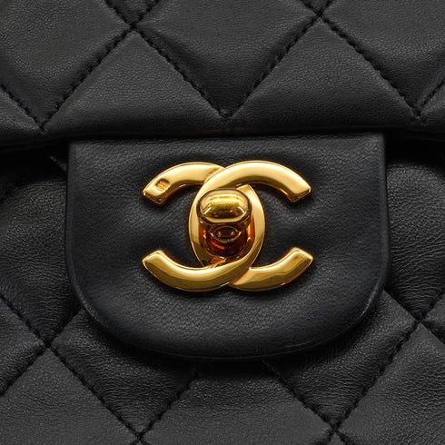 VINTAGE CHANEL CLASSIC FLAP MEDIUM CHAIN SHOULDER BAG BLACK LAMB SKIN GOLD HARDWARE 90341453
