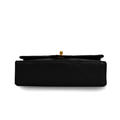 VINTAGE CHANEL CLASSIC FLAP MEDIUM CHAIN SHOULDER BAG BLACK LAMB SKIN GOLD HARDWARE 90341823