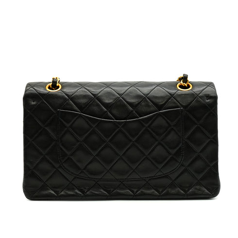 VINTAGE CHANEL CLASSIC FLAP MEDIUM CHAIN SHOULDER BAG BLACK LAMB SKIN GOLD HARDWARE 90341840