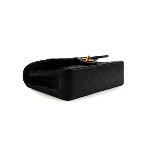 VINTAGE CHANEL CLASSIC FLAP MEDIUM CHAIN SHOULDER BAG BLACK LAMB SKIN GOLD HARDWARE 90341840