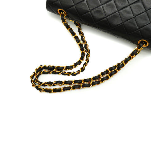 VINTAGE CHANEL CLASSIC FLAP MEDIUM CHAIN SHOULDER BAG BLACK LAMB SKIN GOLD HARDWARE 90341840