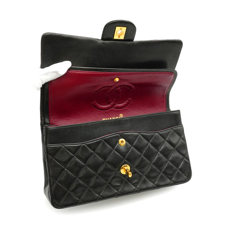 VINTAGE CHANEL CLASSIC FLAP MEDIUM CHAIN SHOULDER BAG BLACK LAMB SKIN GOLD HARDWARE 90341840