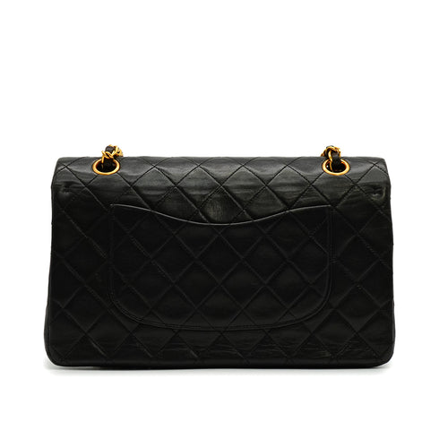 VINTAGE CHANEL CLASSIC FLAP MEDIUM CHAIN SHOULDER BAG BLACK LAMB SKIN GOLD HARDWARE 90341841