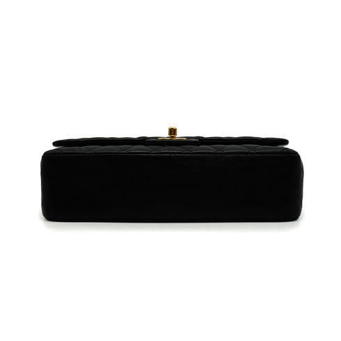 VINTAGE CHANEL CLASSIC FLAP MEDIUM CHAIN SHOULDER BAG BLACK LAMB SKIN GOLD HARDWARE 90341842
