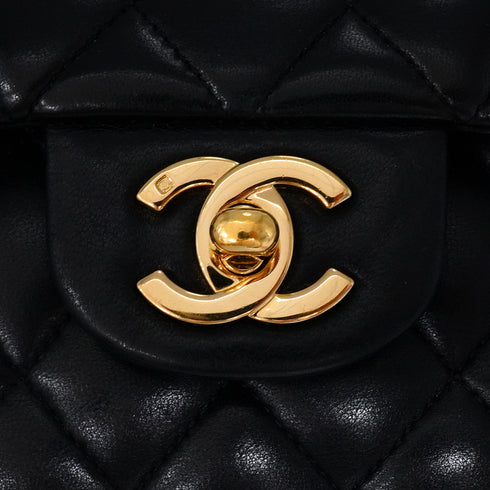 VINTAGE CHANEL CLASSIC FLAP MEDIUM CHAIN SHOULDER BAG BLACK LAMB SKIN GOLD HARDWARE 90341842