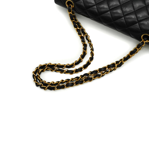 VINTAGE CHANEL CLASSIC FLAP MEDIUM CHAIN SHOULDER BAG BLACK LAMB SKIN GOLD HARDWARE 90341842