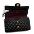 VINTAGE CHANEL CLASSIC FLAP MEDIUM CHAIN SHOULDER BAG BLACK LAMB SKIN GOLD HARDWARE 90341842