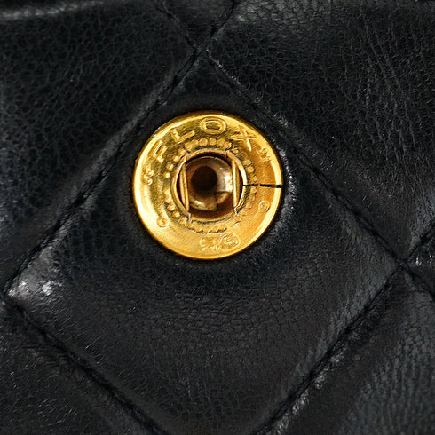 VINTAGE CHANEL CLASSIC FLAP MEDIUM CHAIN SHOULDER BAG BLACK LAMB SKIN GOLD HARDWARE 90341851