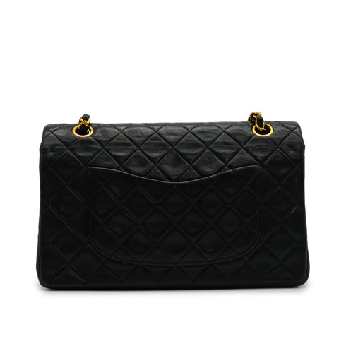 VINTAGE CHANEL CLASSIC FLAP MEDIUM CHAIN SHOULDER BAG BLACK LAMB SKIN GOLD HARDWARE 90341851