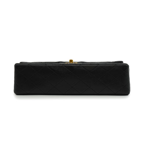 VINTAGE CHANEL CLASSIC FLAP MEDIUM CHAIN SHOULDER BAG BLACK LAMB SKIN GOLD HARDWARE 90341851