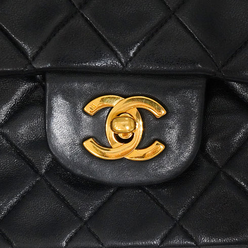 VINTAGE CHANEL CLASSIC FLAP MEDIUM CHAIN SHOULDER BAG BLACK LAMB SKIN GOLD HARDWARE 90341851