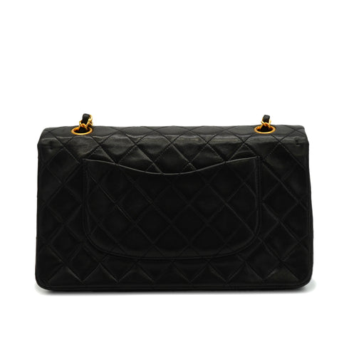 VINTAGE CHANEL CLASSIC FLAP MEDIUM CHAIN SHOULDER BAG BLACK LAMB SKIN GOLD HARDWARE 90341857