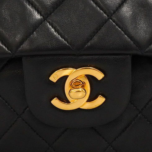 VINTAGE CHANEL CLASSIC FLAP MEDIUM CHAIN SHOULDER BAG BLACK LAMB SKIN GOLD HARDWARE 90341857